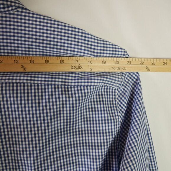 Chaps Men's 2XL Long Sleeve Shirt Easy Care Stretch Blue White Checkered - Picture 9 of 13
